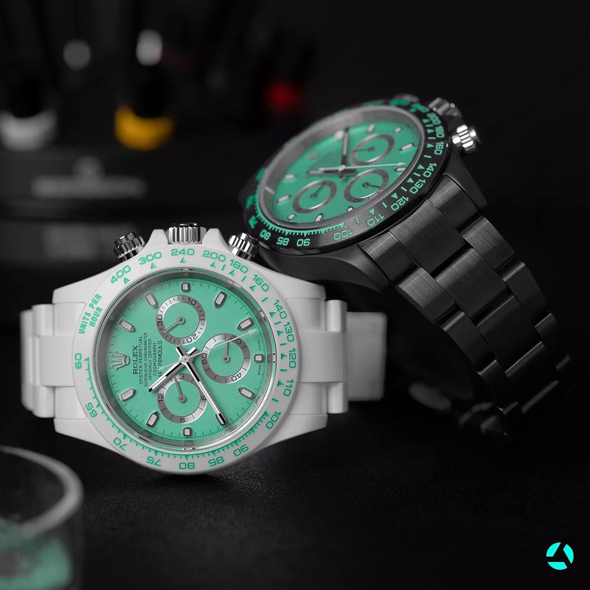 AET REMOULD「Biscay Green」Daytona 陶瓷手錶（IG@aet_remould_official_）